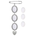Miniatyrbillede 3 af 4: Bryllupsbuket Foto Charm Diy Pin Broche Making Kit Lacy Frame Charm Oval billedramme med vedhæng til feriehjerte 3