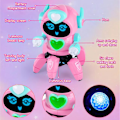 Miniatyrbillede 5 af 5: Robotlegetøj til drenge og piger, gående og dansende robotlegetøj med blinkende lys og musik, pink