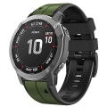 Miniatyrbilde 1 av 5: For Garmin Fenix ​​7x Vertical Stripes Tofarget silikonklokkerem Army Green Black