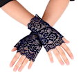 Miniatyrbild 1 av 5: Kvinnor ihåliga handskar Bröllopsfest Brudvantar Sheer Mesh fingerlösa handskar Deep Blue