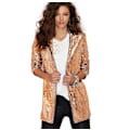 Miniatyrbild 1 av 2: Kvinnors paljettjacka Öppen front blazer Casual långärmad kofta gold L