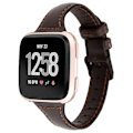 Miniatyrbillede 2 af 4: Til Fitbit Versa Crazy Horse Texture ægte læderurrem Coffee
