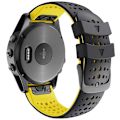 Miniatyrbillede 3 af 4: Til Garmin Fenix ​​6 To-farve Silikone Rundt Hul Quick Release Urbånd Black Yellow