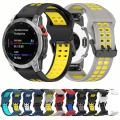 Miniatyrbillede 4 af 5: Til Garmin Enduro / Coros Vertix 2 26mm Quick Release Double Row Silicone Watch Band Black Grey