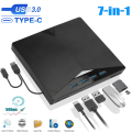 Pikkukuva 1 / 6: 7-in-1 ulkoinen CD-DVD-asema kannettavalle tietokoneelle, USB 3.0 USB C Kannettava CD/DVD ROM +/-RW DVD-soitin TF/SD-korttipaikalla