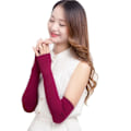 Miniatyrbillede 1 af 5: Varme Fingerless Handsker Vinter vanter Strikket Half Finger Manchet Handsker Lang Damer Red M