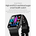 Miniatyrbilde 2 av 5: Ny E500 Blodsukker Smart Klokke Ekg Overvåking Blodtrykk Kroppstemperatur Smartwatch Menn Ip68 Vanntett Fitness Tracker - Smartklokker Red-ECG Band