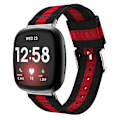 Pikkukuva 1 / 5: Fitbit Versa 4 / Sense 2 Universal Stripe Nylon watch Black Red Black