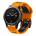 Miniatyrbillede 4 af 5: Til Garmin Fenix ​​7 26 mm Dual Row Holes Tofarvet silikoneurrem Orange Black