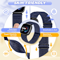Miniatyrbild 2 av 5: Elastiskt klockarmband för Fitbit Versa 4/Versa 3 - Justerbar nylon (2-pack)