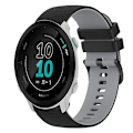 Miniatyrbillede 1 af 5: Til Garmin Forerunner 158 20 mm ternet tofarvet silikoneurrem Black-Grey