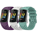 Pikkukuva 1 / 5: Silikonirannekkeet yhteensopivat Fitbit Charge 5 -rannekkeiden kanssa naisille ja miehille, säädettävä hengittävä pehmeä silikoninen urheiluranneke