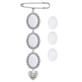 Pikkukuva 3 / 4: Hääkimppu Valokuvakoru Diy Pin Rintaneula Valmistussarja Lacy Frame Charm Soikea kuvakehys riipuksella lomasydämelle A
