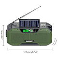 Miniatyrbilde 5 av 5: Grønn nødradio 5000mah Solar Håndsveiv Bærbar Am/fm/noaa Sos Radio Med lommelykt amp;leselampe Mobillader black 2000mah