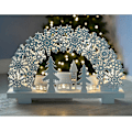 Miniatyrbillede 5 af 5: Snefnugbue og landsbyscenebord juledekoration, træ, hvid