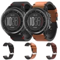 Miniatyrbild 3 av 5: För Garmin Fenix ​​3 26mm lädersutur stålspänne watch Black