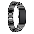 Miniatyrbillede 1 af 5: Diamantbesat urrem i massivt rustfrit stål til Fitbit Charge 2 Black