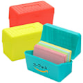 Pikkukuva 1 / 5: Korttiteline 3x5, Index Card Box Organizer case, 3x5 Flash Note -korttikotelo, 300 kortin kotelo, 3 pakkausta (punainen/vihreä/keltainen)