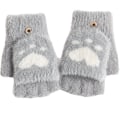 Miniatyrbilde 1 av 5: Kvinners vintervarme berøringsskjermhansker Cute Cat Claw Sensory Finger Less Mitten Gray
