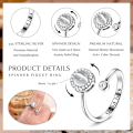 Miniatyrbillede 2 af 5: 925 Sterling Sølv Fidget Angst Ring - Owlhole Sten Roterbar Spinner Ring