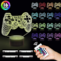 Miniatyrbilde 2 av 5: 3d Gamepad-lampe Spillkonsoll Nattlys 3d Illusion-lampe for barn, 16 farger som endres med fjernkontroll, spillrom-spillergave, barneromsdekor