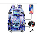 Miniatyrbillede 2 af 4: Lilo og Stitch Skole Tasker Kapacitet Rygsække Drenge Piger Usb Opladning Rejse Stor Laptop College Studerende Skole Taske Rygsæk photo color14