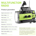 Miniatyrbilde 3 av 5: 4000mah-solar håndsveiv, bærbar am/fm værradio