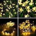 Miniatyrbillede 4 af 5: 7M 50 LED Kirsebærblomst Solcelle Lyskæde Have Fe Lys 7M