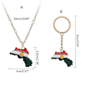 Miniatyrbilde 4 av 4: Unisex Kurdistan Kart Flagg Halskjede for Kvinner Menn Kjede Nøkkelring Gave D