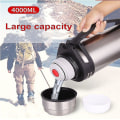 Miniatyrbillede 3 af 5: 1200-4000 ml stor termokande flaske vakuumkolber Rustfrit stål isoleret vand termisk kop med rem 48 timers insalation 1600ML Black