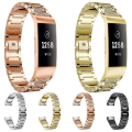 Miniatyrbild 5 av 5: Watch i massivt rostfritt stål med diamantbeslag för Fitbit Charge 3 Gold
