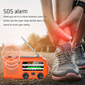 Miniatyrbilde 4 av 5: Nødhåndsveiv radio med LED-lommelykt for nødstilfelle, Am/fm Noaa bærbar værradio med 5000 mah Power Bank Telefonlader, Solenergi Fo