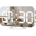 Miniatyrbillede 1 af 5: Vækkeur med stort LED-display og spejl samt dobbelte USB-opladningsporte