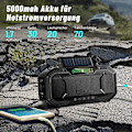 Pikkukuva 3 / 5: Hätäradion kannettava Bluetooth kaiutin aurinkokampiradio LED-taskulamolla lukuvaloilla 5000mah