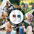 Miniatyrbilde 5 av 5: Walkie Talkies for Kids Lang rekkevidde med lommelykt for utendørs campingspill (blå+rosa)