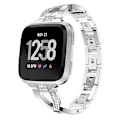 Miniatyrbilde 3 av 5: X-formet diamantbesatt solid klokkerem i rustfritt stål for Fitbit Versa Lite Silver