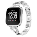 Miniatyrbillede 3 af 5: X-formet diamantbesat urbånd i massivt rustfrit stål til Fitbit Versa Lite Silver