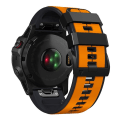 Miniatyrbilde 4 av 5: For Garmin Fenix ​​7x Vertical Stripes Tofarget silikonklokkerem Orange Black
