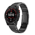 Miniatyrbillede 1 af 4: Til Garmin Fenix ​​7 Solar 22mm Tortoise Shell rustfrit stål urbånd Black