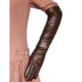 Miniatyrbilde 1 av 5: Simuleringshansker for kvinner Skinn Silkeaktig fôr Langt over albuen Elegant vott 50 cm Ns2 Brown S