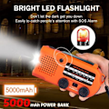 Miniatyrbillede 5 af 6: Solar Emergency Hand Crank Radio 5000mAh, med læselampe, LED lommelygte, SOS Alarm