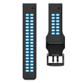 Miniatyrbillede 3 af 4: Til Garmin Fenix ​​7x 26mm To-farve To-hullers Silikone Quick Release Urrem Black Blue