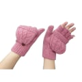 Miniatyrbilde 4 av 5: Kvinner Varme Hansker Høst Vinter Knitting Hemp Flower Flip Fingerless Mitten Red
