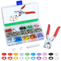 Miniatyrbilde 1 av 3: Trykknapper, trykknappsett med tang 200 sett trykknapper metall, 10 farger Sytilbehør Knapper for å sy på Verktøy Snaps Fo