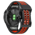 Miniatyrbilde 5 av 5: For Garmin Fenix ​​6x hurtigutløser dobbel rad silikonklokkerem Black Red