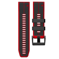 Miniatyrbilde 3 av 5: For Garmin Fenix ​​7x Vertical Stripes Tofarget silikonklokkerem Black Red