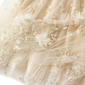 Miniatyrbillede 5 af 5: Langt tyl tutu nederdel til kvinder 3d blomsterbroderi ensfarvet højtaljet mesh midi swingnederdel Beige