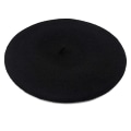 Miniatyrbilde 4 av 4: Ull beret lue, ensfarge fransk stil vinter varm lue for kvinner retro høst og vinter ull maler lue dame beret All-match Black
