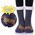 Miniatyrbild 4 av 5: Halkfria Toffelsockor för Kvinnor Mjuka Bekväma Varma Vinterdjur blue