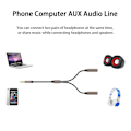 Miniatyrbillede 5 af 5: Lydkabel 3,5 mm Interface Hurtig Transmission Stabil Output Stærkt Signal Plug And Play 2 i 1 Lyd Splitter Adapter Hjem Forbrug Coffee